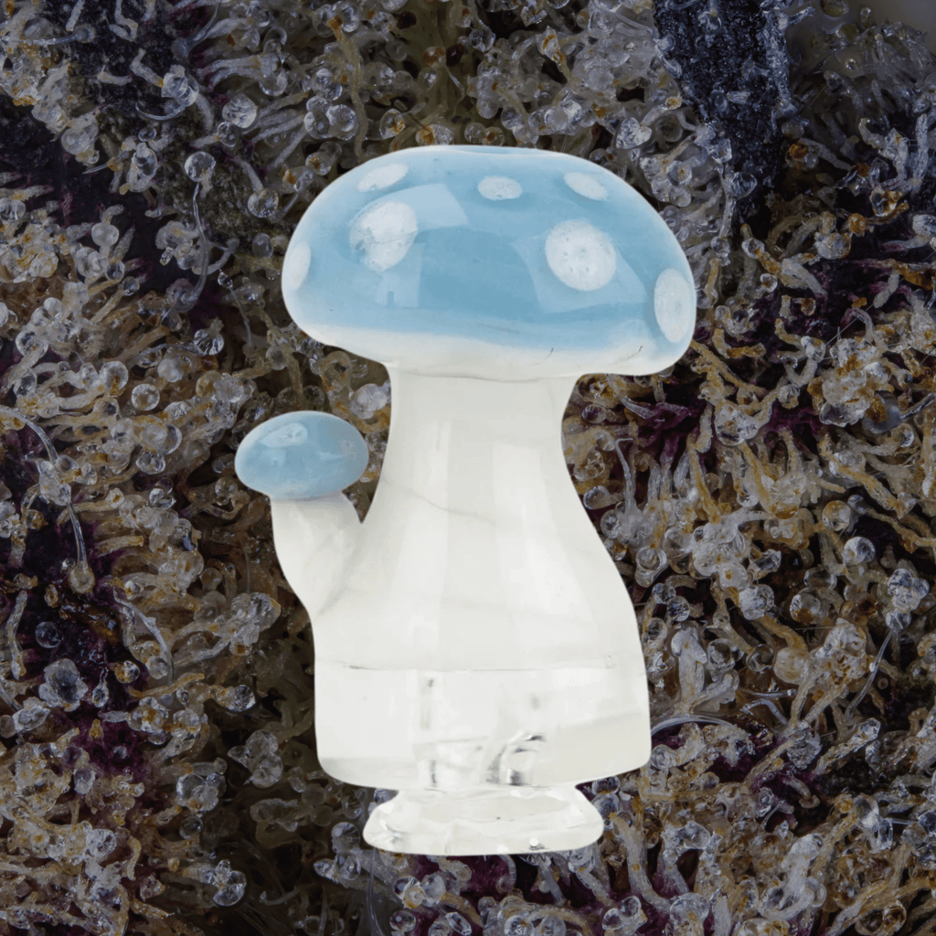 Empire Glassworks Blue Mushroom Puffco Pivot Glass Top | Trichly