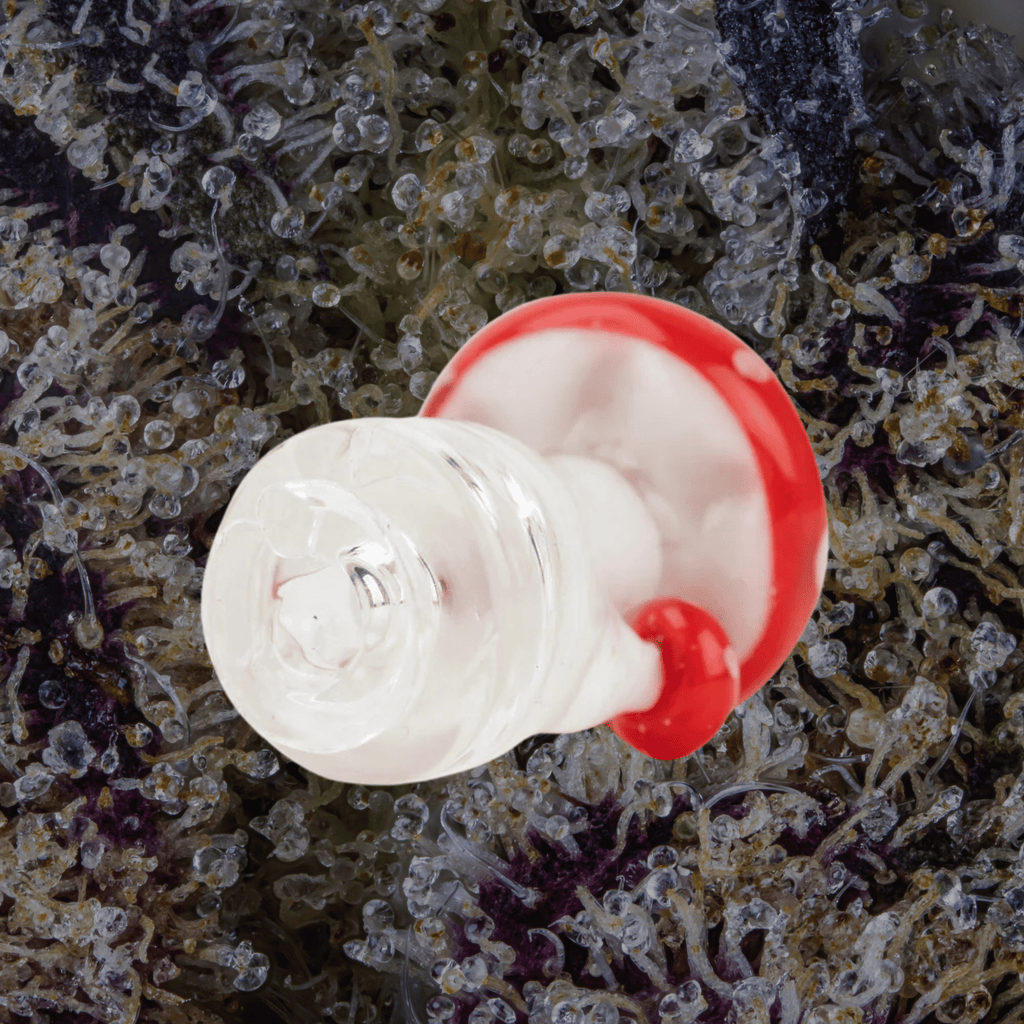 Empire Glassworks Red Mushroom Puffco Pivot Top | Trichly