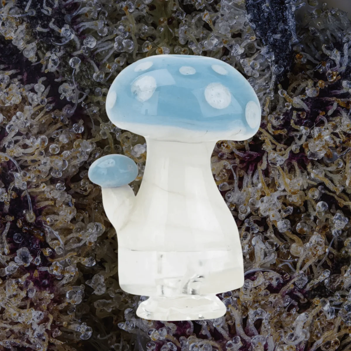 Empire Glassworks Blue Mushroom Puffco Pivot Glass Top — glass from Trichly